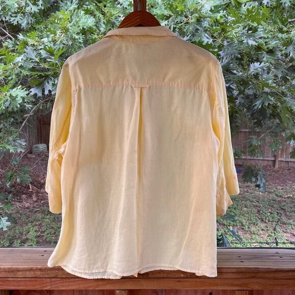 Carole Little Women's Butter Yellow 100% Linen Button Front Top Size 3X - Picture 2 of 8